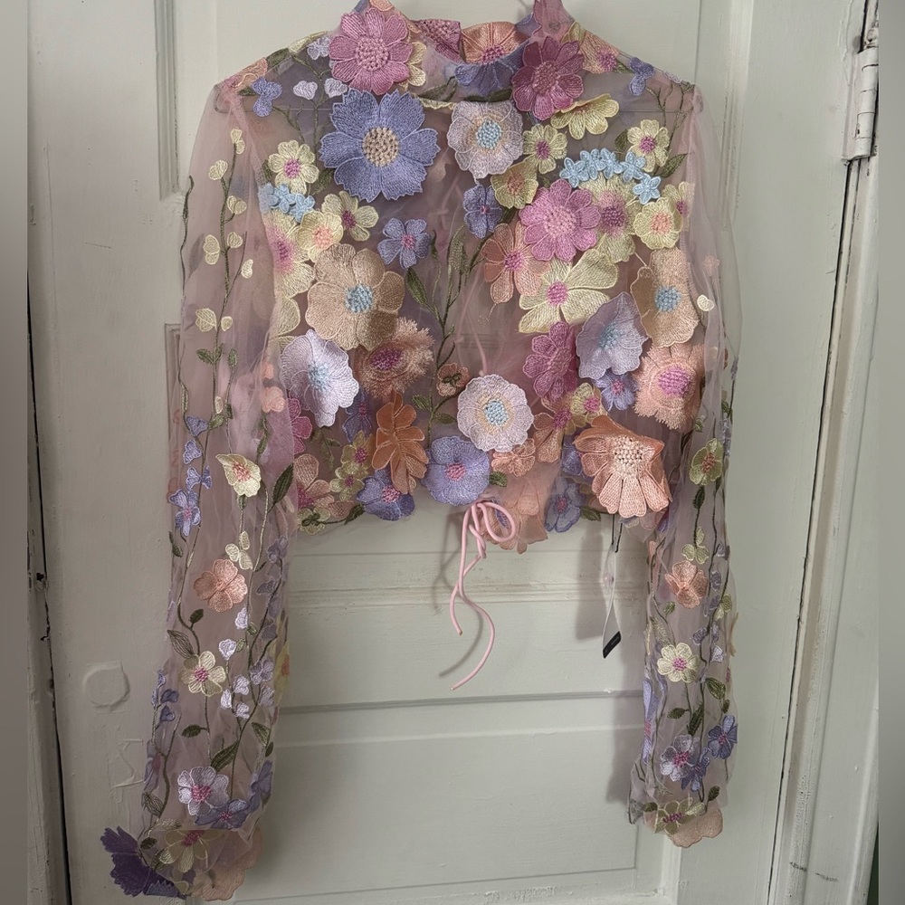 Floral Sheer Embroidered Top